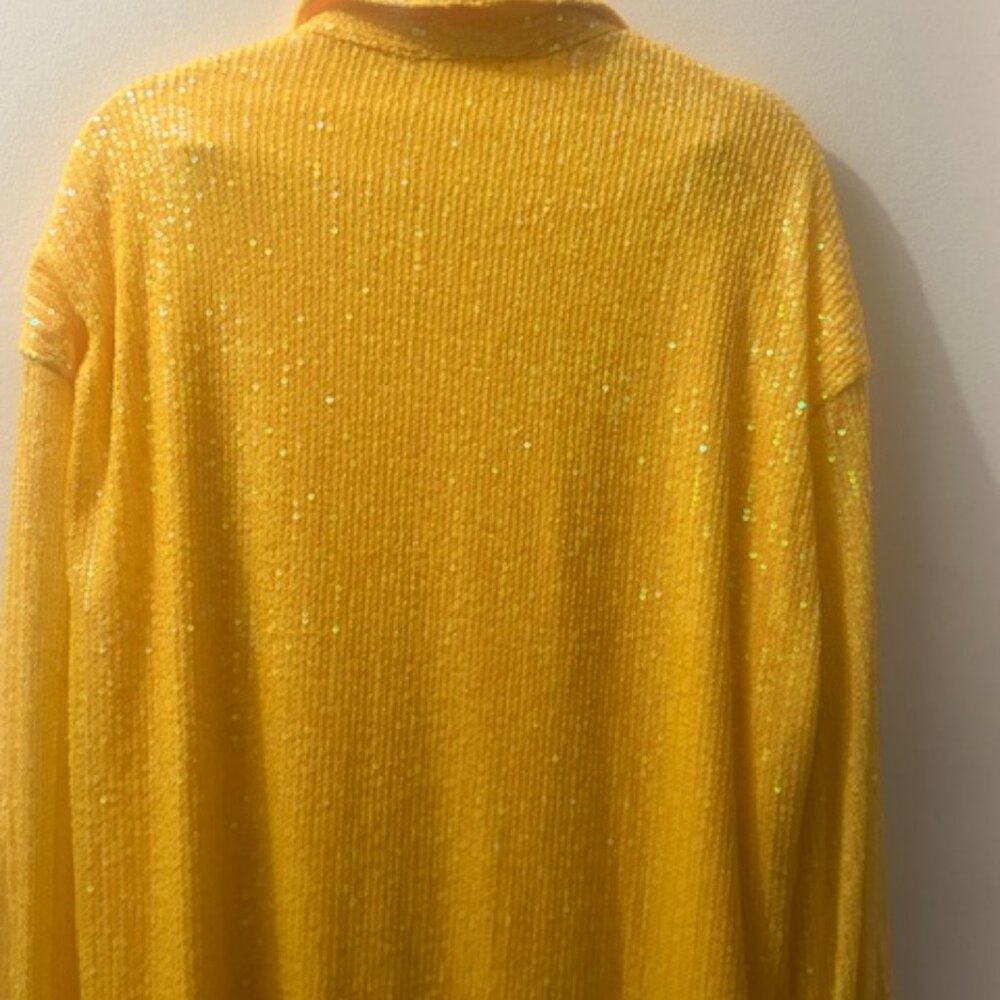 Anthropologie x Flat White Yellow Gold Sequin Button Tunic Shirt Dress NEW M - Picture 14 of 16